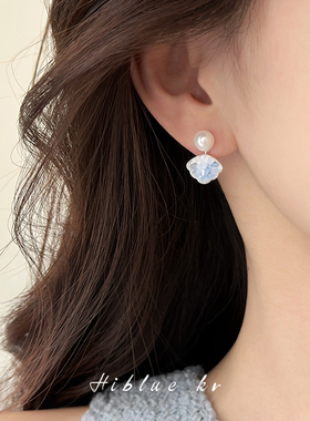 轻奢高级感珍珠耳环女夏天蓝晶石度假风耳饰耳坠2026新款爆款耳钉