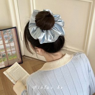 韩系蓝色扎头发大肠发圈女高级感轻奢风头绳发绳2026新款 巨好看