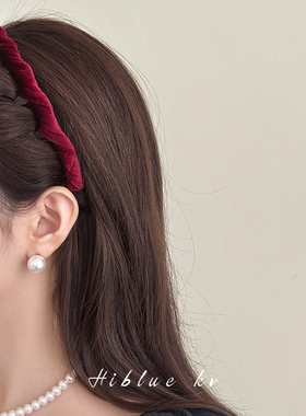 新年红色丝绒高颅顶发箍带齿防滑女2026新款秋冬头饰头箍外出百搭