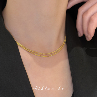 金色纯银素链项链锁骨链轻奢小众高级感气质颈链配饰2025新款 爆款