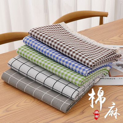 桌布棉麻布艺ins风学生书桌高级感田园格子流苏长方桌茶几餐桌垫