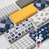 ins棉麻桌布格子田园书桌餐桌学生小清新长方形简约复古防尘盖巾