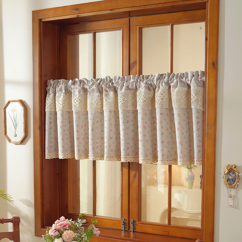 日式门帘棉麻家用过道短帘隔断帘免打孔撑杆布帘厨房厨房帘遮挡帘