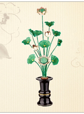 佛前彩绘鎏金仿真观音假花