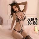 趣情刺激内衣qqny诱惑装 绑带套装 女 性感豹纹肚兜女内衣连体式 大码