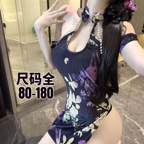 大码性感肚兜印花旗袍