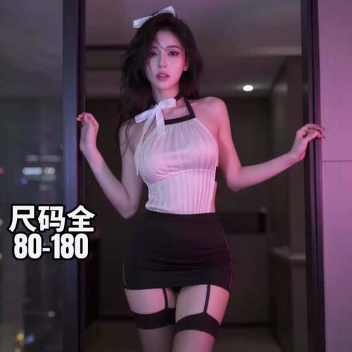 大码性感挂脖包臀裙套装女