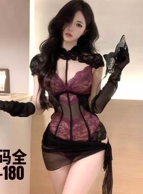 大码性感蕾丝高开连体衣套装