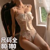 情感趣味内衣大码 趣情200斤胖妹妹肚兜小胸钢托性感睡衣黑丝连体