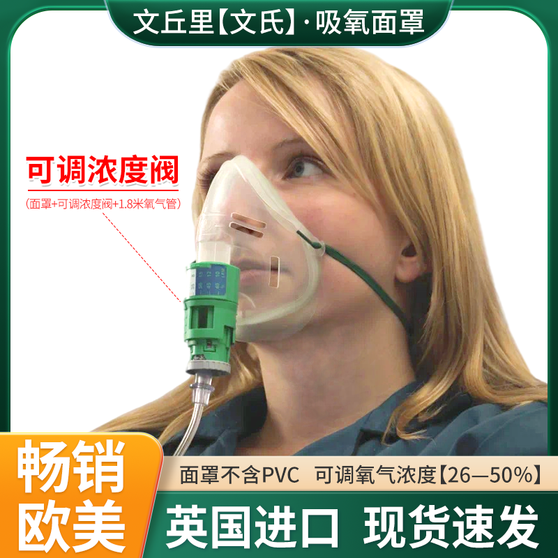 文丘里氧气面罩英国进口吸氧面罩可调节氧浓度医用家用文氏面罩
