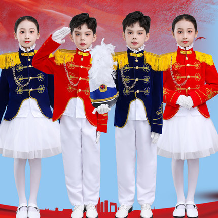 新款金丝绒鼓号队中小学生军乐队运动会礼服升旗手仪仗少先队服装