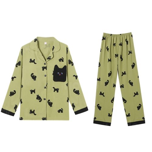 【张快快专属】长袖云朵绵绿色喵喵带胸垫H5N6641（卡码拍大）