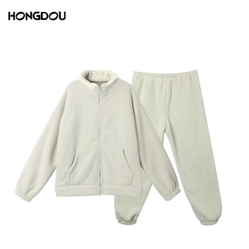 冬季情侣款高端摇粒绒立领设计家居服睡衣H5N6812