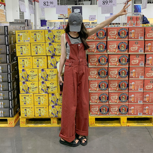 2025春秋夏季新款复古工装背带裤女甜酷风炸街直筒显瘦阔腿连体裤图片