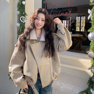 P185 A12 仿兔毛内里机车风PU皮派克服 K268 大货已出