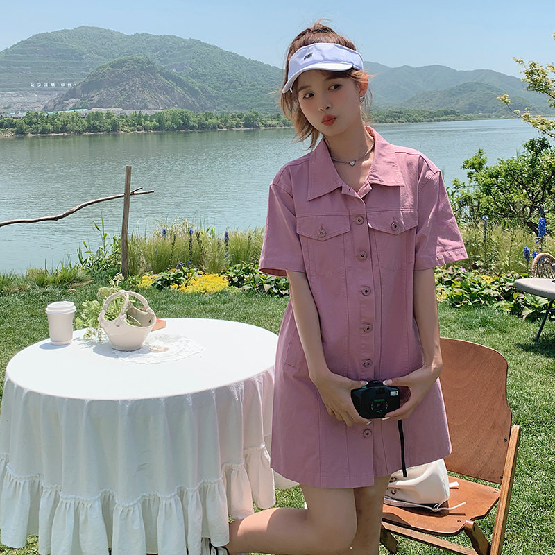 【现货】工装风单排扣衬衫裙841-P105-K158,女装连衣裙,浙宝113