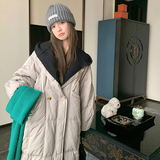 超好看针织连帽中长款羽绒服女冬2025新款设计感炸街白鸭绒厚外套，女装羽绒服，浙宝113