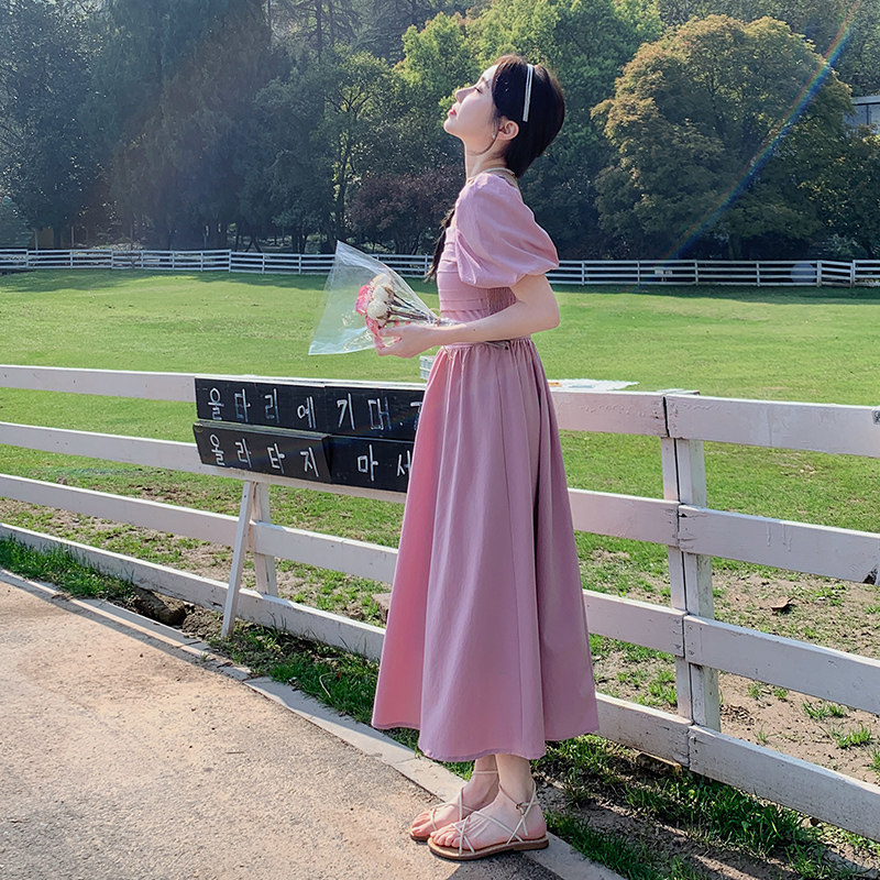 法式泡泡袖公主裙女2025年夏季新款高级感复古气质收腰显瘦连衣裙,女装连衣裙,浙宝113