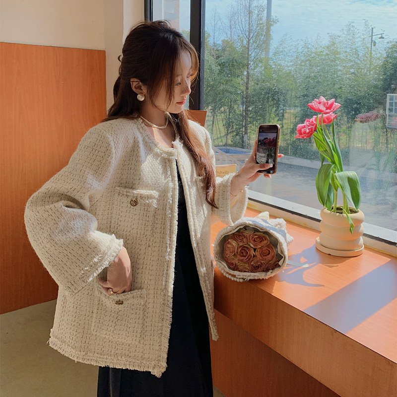 法式别致小香风外套女小个子2023春秋新款气质名媛简约高级感上衣,女装短外套,浙宝113