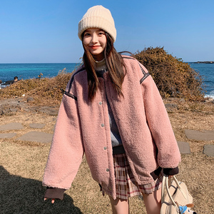 【现货】羊羔毛拼皮皮毛一体棒球服外套 227-P175-K258图片