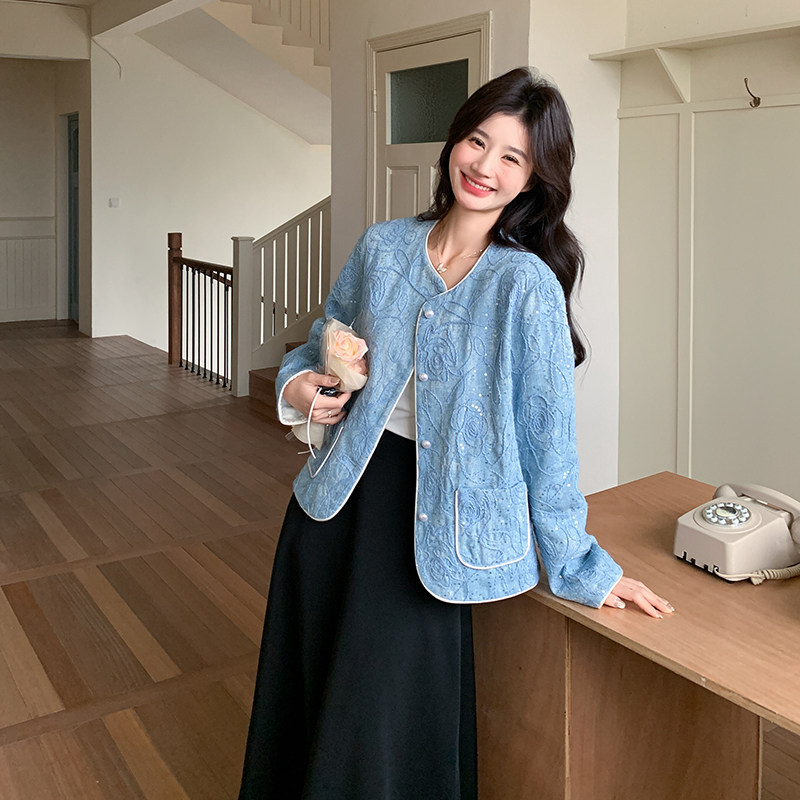 【现货】新中式风提花亮片牛仔外套女528-P155-K218,女装短外套,浙宝113