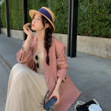 粉色条纹西装外套女2025春季新款小个子炸街洋高级感洋气百搭西服，女装西装，浙宝113