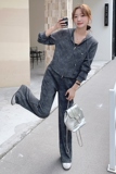 深灰色卫衣运动套装女秋季2024新款韩系显瘦松弛感休闲长裤两件套，女装套装/套裙，浙宝113