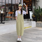 韩系减龄牛油果绿背带裙女夏2025春秋季新款设计感宽松吊带连衣裙，女装连衣裙，浙宝113