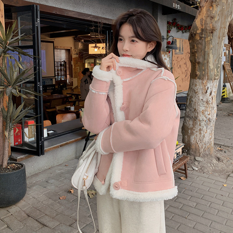【现货】麂皮绒羊羔毛皮毛一体203-P175-K258,女装派克服,浙宝113