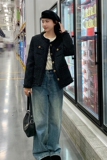 黑色小香风外套女春秋2025新款超好看高级感精致短款v领亮丝上衣，女装羽绒服，浙宝113