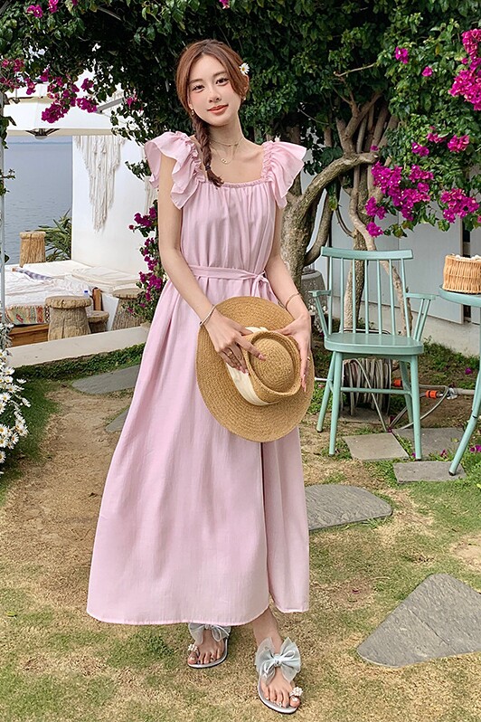 【新款】飞飞袖露背系带连衣裙814-P110-K168,女装连衣裙,浙宝113