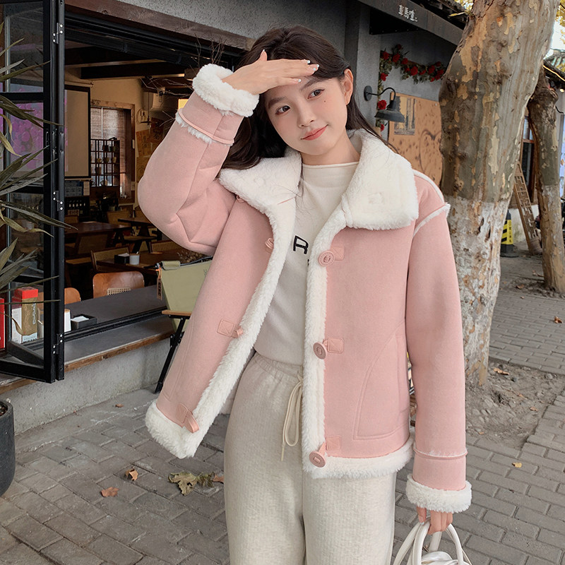 【现货】麂皮绒羊羔毛皮毛一体203-P175-K258,女装派克服,浙宝113