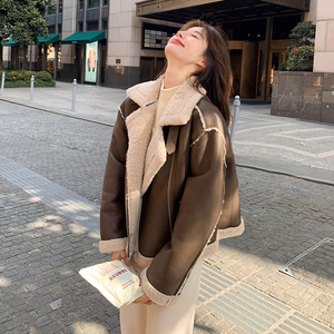 【现货】美拉德机车风PU皮羊羔毛皮毛一体 232-P185-K278图片