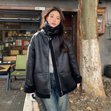 【现货】机车风麂皮绒皮毛一体231-P180-K268，女装派克服，浙宝113