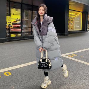 【现货50绒】连帽长款拼色羽绒服 077-P275-K398图片