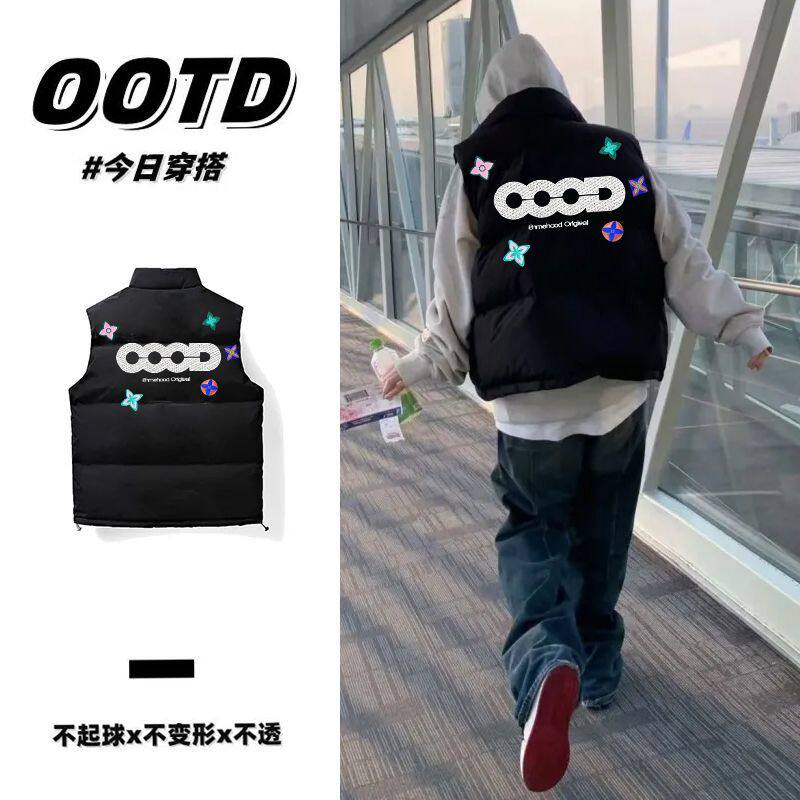 秋冬新款国潮印花坎肩叠穿背心外套保暖加厚休闲宽松男女情侣马甲,男装,常规马甲,淘宝优惠券,粉丝福利购,淘宝优惠卷
