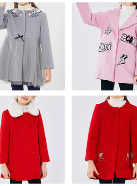 清仓价多款 巴柯拉专柜同款童装女童呢子大衣秋冬长袖毛呢厚外套