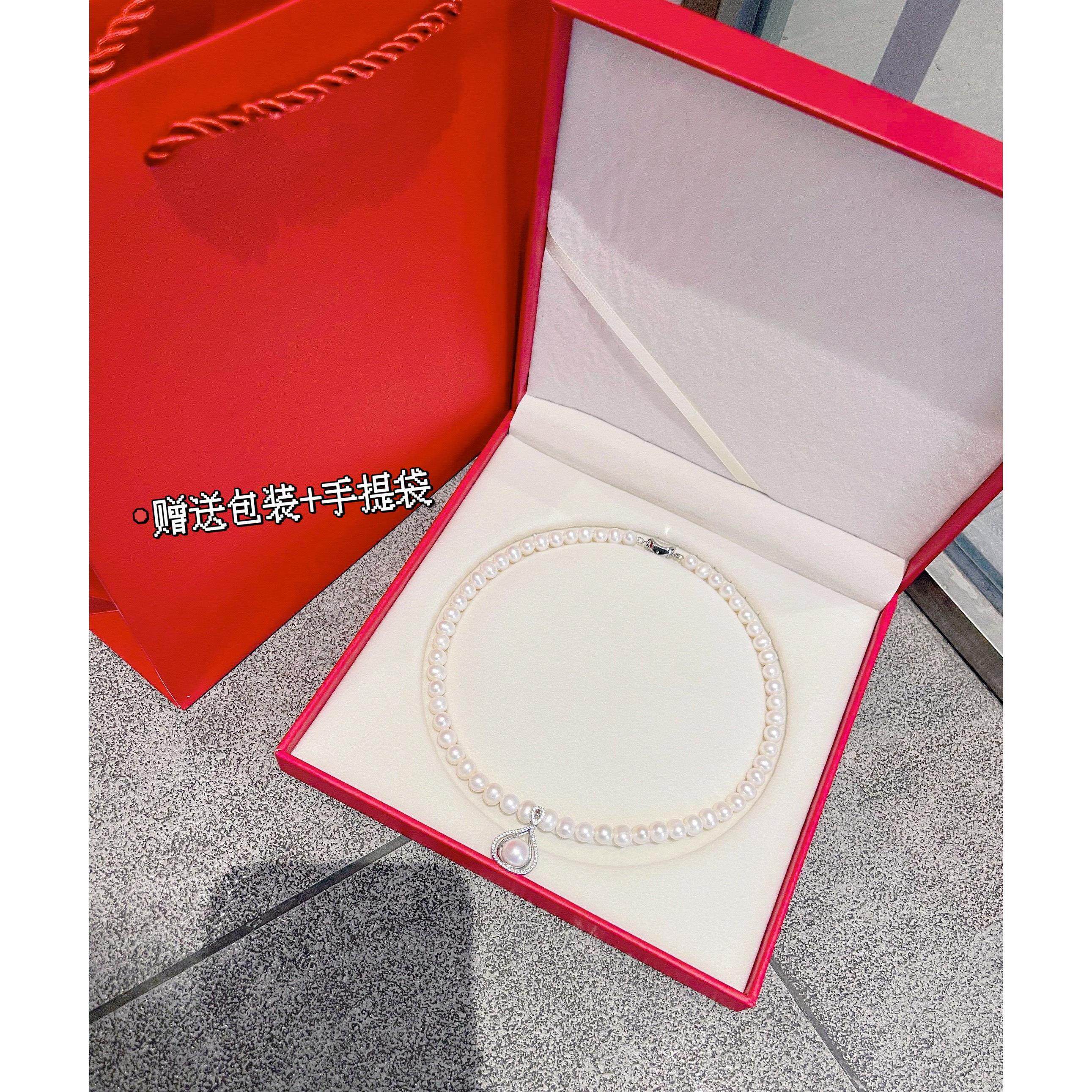 日常百搭神器天然高品质珍珠项链纯银吊坠送老婆女友生日礼物