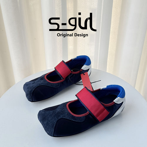 SGIRL TWTW丑萌魔术贴玛丽珍鞋女2026新款轻便百搭方头芭蕾休闲鞋