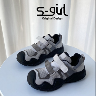 SGIRL TWTW丑萌大头休闲运动鞋女2025魔术贴厚底老爹鞋户外登山鞋