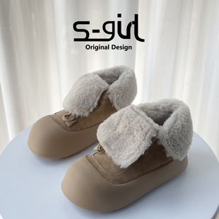 厚底大头丑萌面包鞋 SGILR 冬季 女2024新款 高帮保暖雪地靴 TWTW棉鞋