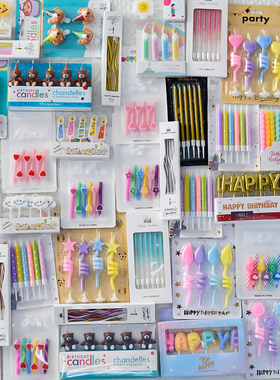 生日蜡烛蛋糕装饰插件ins复古小熊爱心笑脸小花彩虹HBD烘焙甜品台