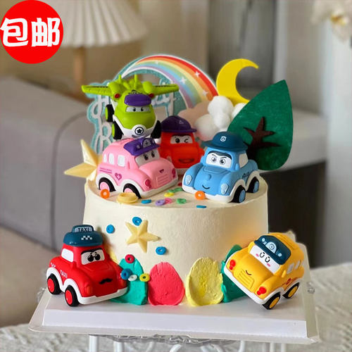 Q萌汽车蛋糕装饰摆件小汽车