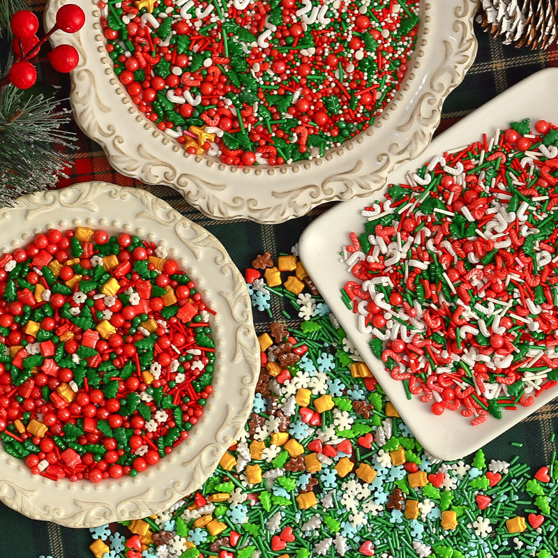 圣诞糖珠蛋糕装饰铃铛拐杖老人树雪花糖针糖豆平安夜糖果甜品点缀