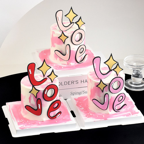 520情人节love字母蛋糕装饰