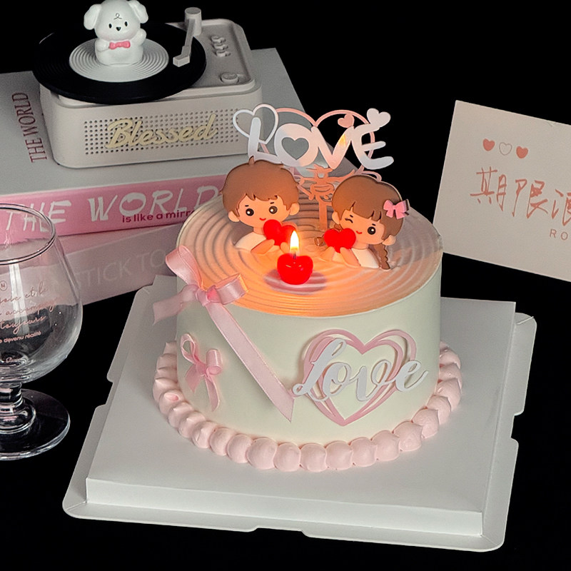 2.14情人节快乐卡通情侣蛋糕装饰摆件樱桃蜡烛Love双层亚克力插件,节庆用品/礼品,节日装扮用品,淘宝优惠券,粉丝福利购,淘宝优惠卷