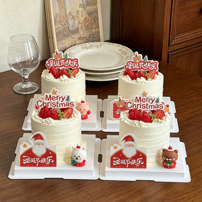 圣诞节快乐食品级蛋糕装饰插件MerryChristmas食品级插卡甜品摆件