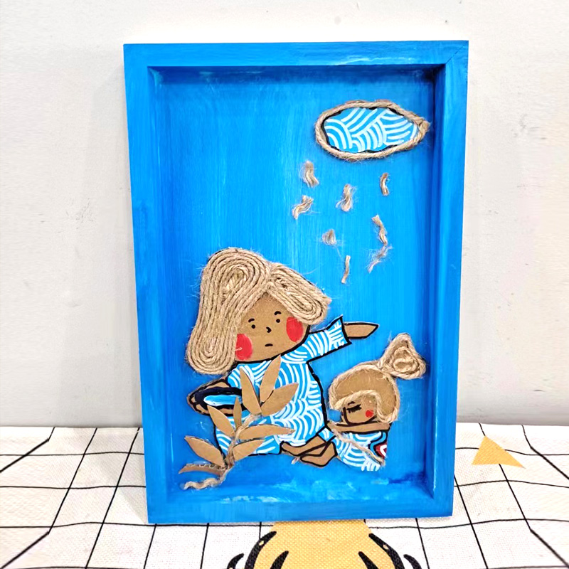 父爱母爱纸箱手工制作创意画父亲节母亲节幼儿园小学生变废为宝