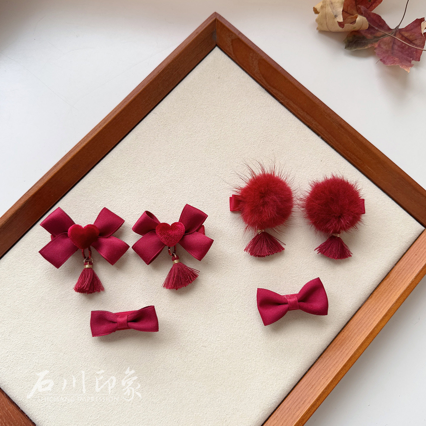 酒红蝴蝶结过年头饰宝宝发夹女孩发饰水貂毛球流苏发饰婴小儿发卡,童装/婴儿装/亲子装,发饰,淘宝优惠券,粉丝福利购,淘宝优惠卷