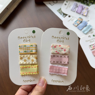 石川印象宝宝发夹小简约手工全包布儿童刘海夹婴儿发卡不伤发发饰